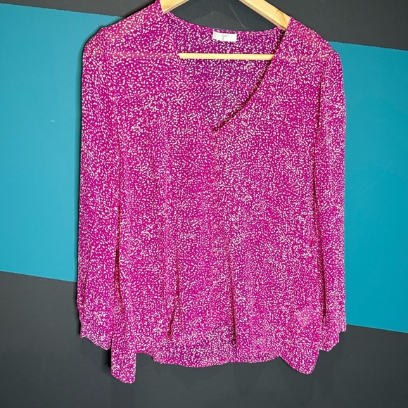Joie Fuchsia Blouse with White Speckles100% Silk - Picture 1 of 8